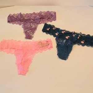 Victoria's Secret PINK Thong Panty Bundle, Small